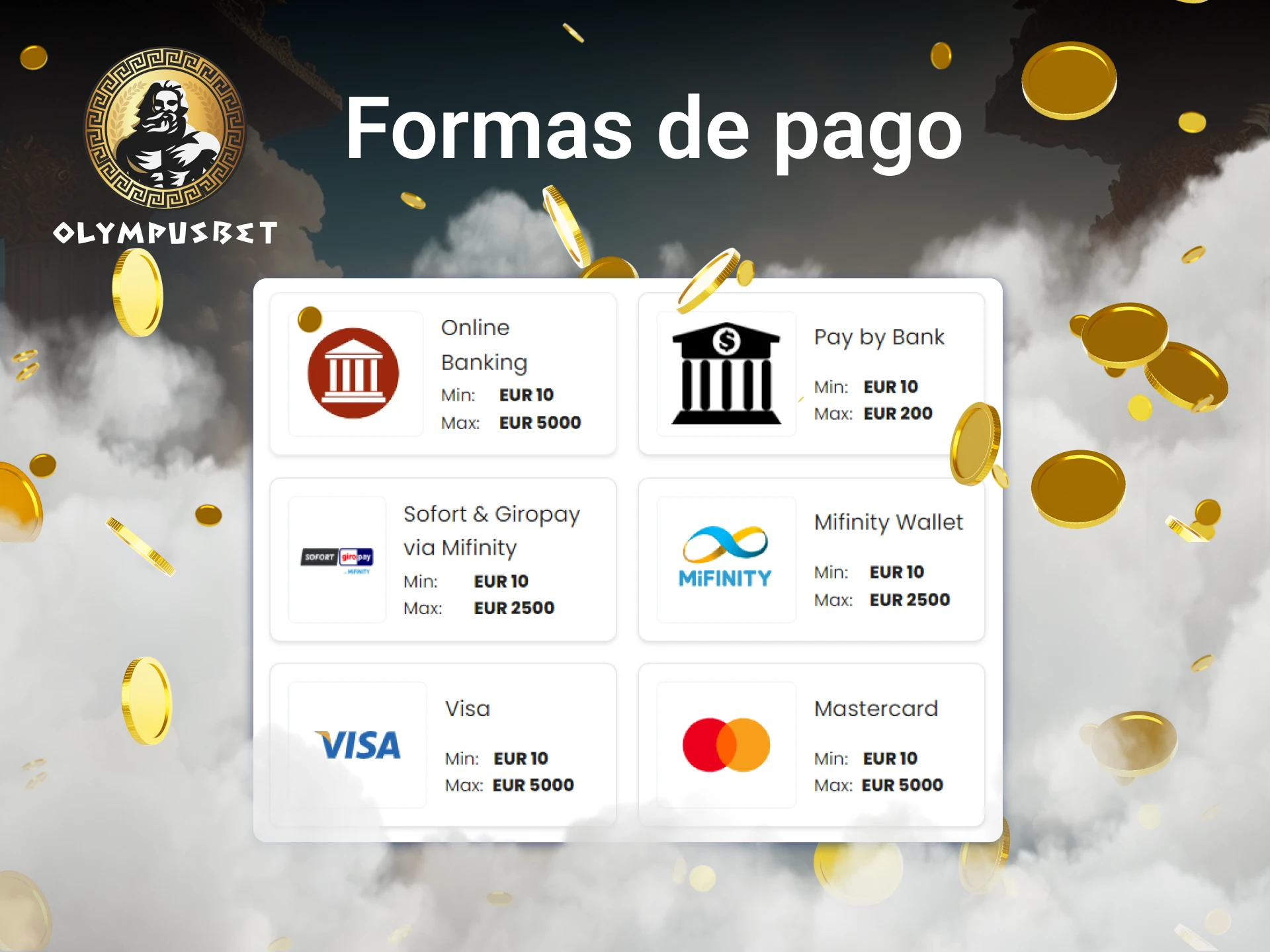 Realice un depósito y retire dinero de su cuenta Olympusbet de la forma que más le convenga.