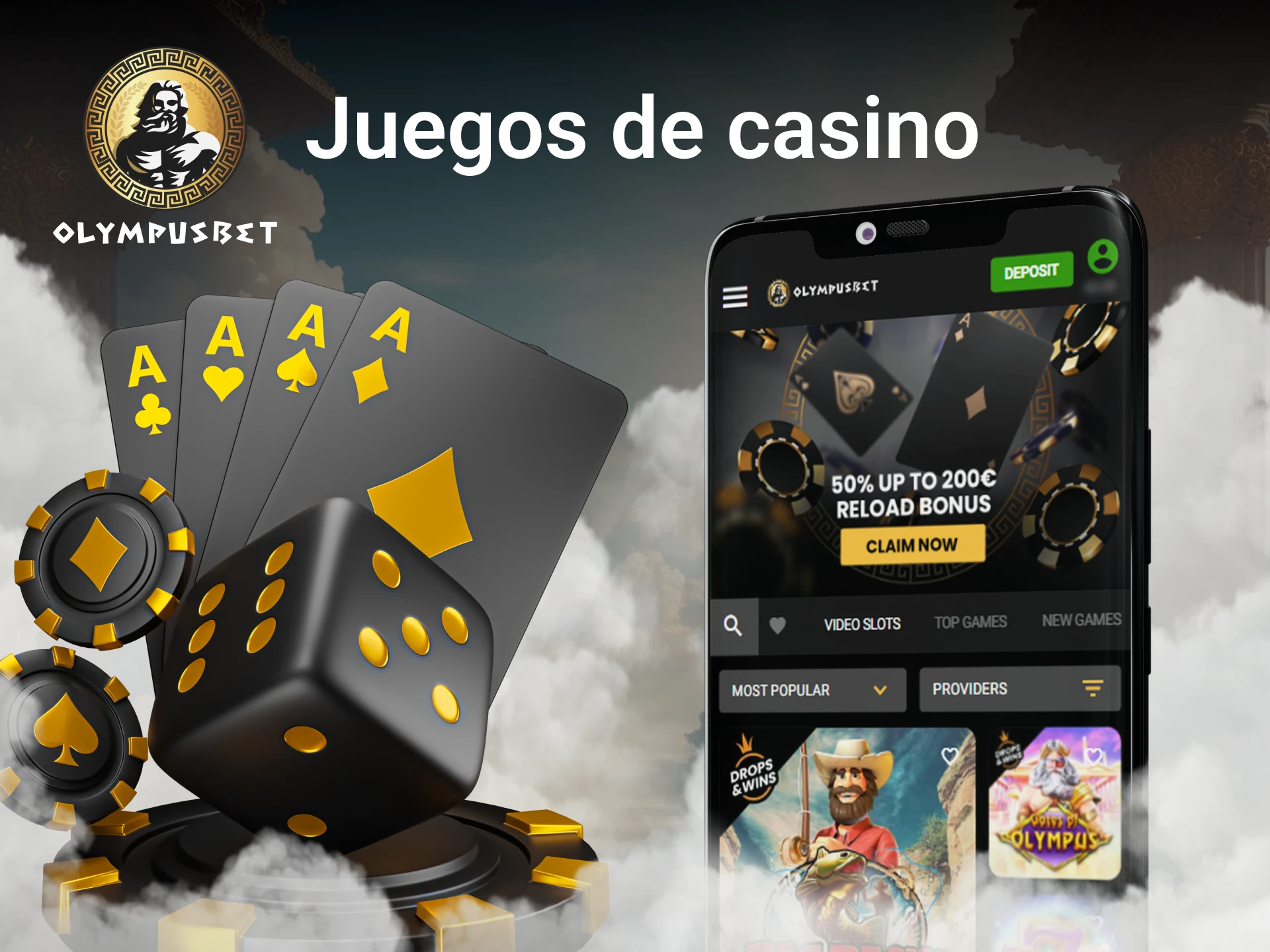 La versión móvil de Olympusbet tiene una gran sección de juegos de casino.