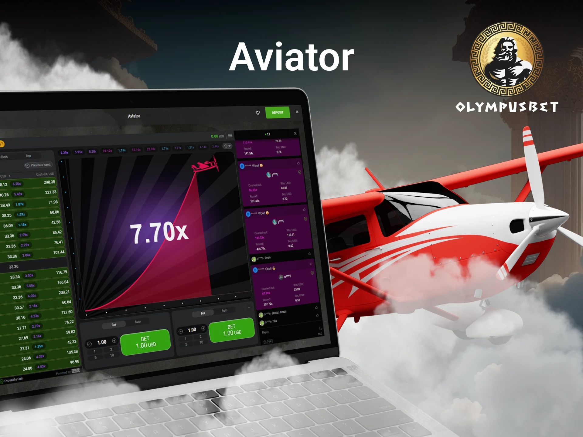 Juega al juego Aviator en Olympusbet Casino.